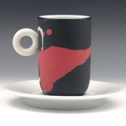 Espressotasse, weiß-rot-schwarz