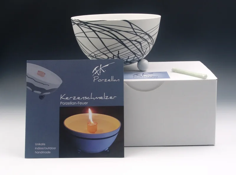 Schmelzlicht aus edlem Porzellan für drinnen und draußen