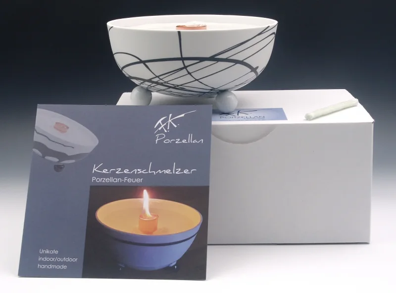 Schmelzlicht aus edlem Porzellan für drinnen und draußen